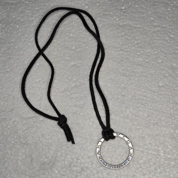 Bvlgari Keyring Charm Black Leather Cord Necklace - Picture 3 of 5